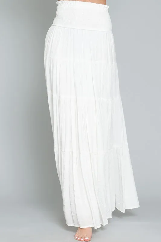 Waitlist 2/24 ♥ Sema Smocked High Waist Maxi Skirt White