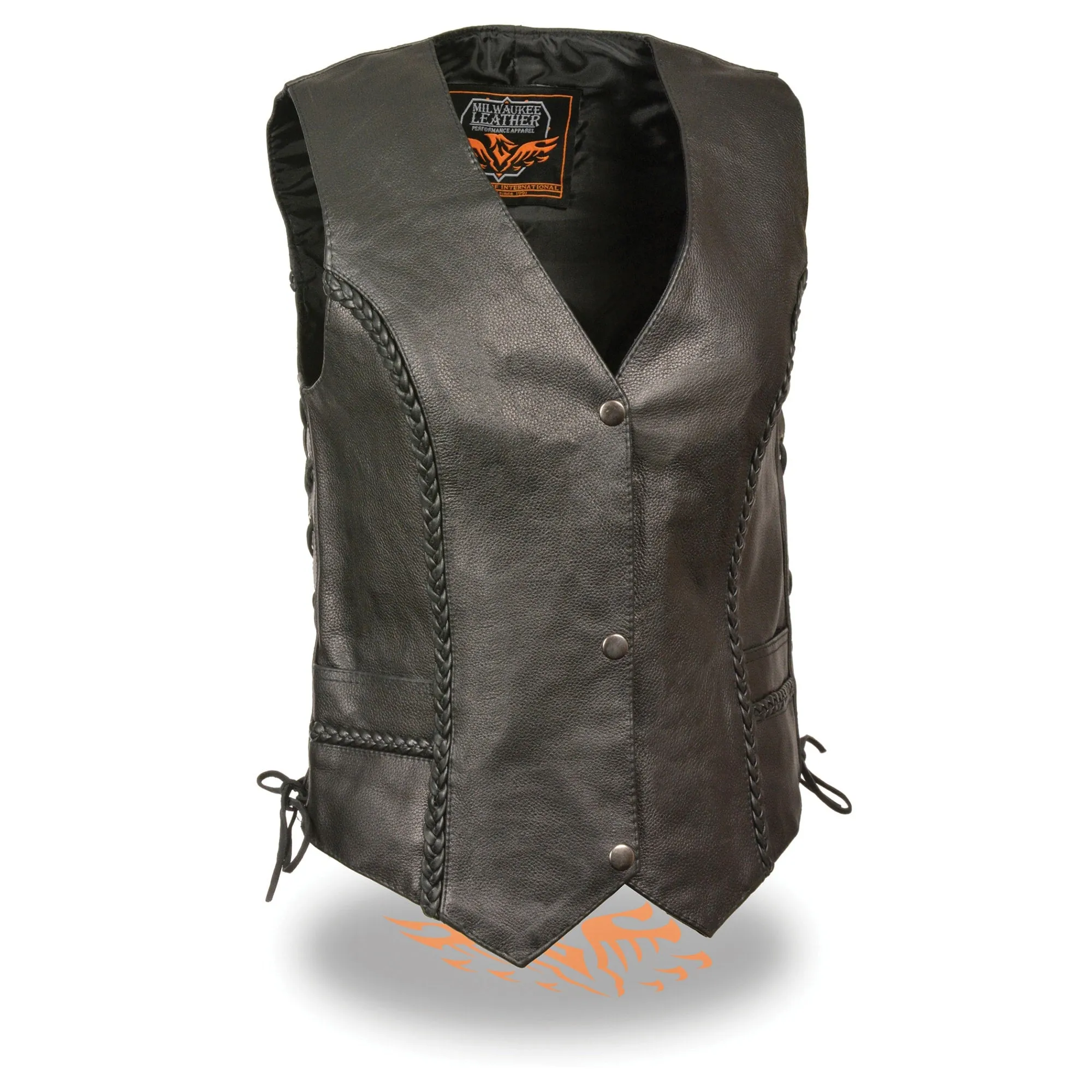 Women’s Black Braided Side Lace Vest