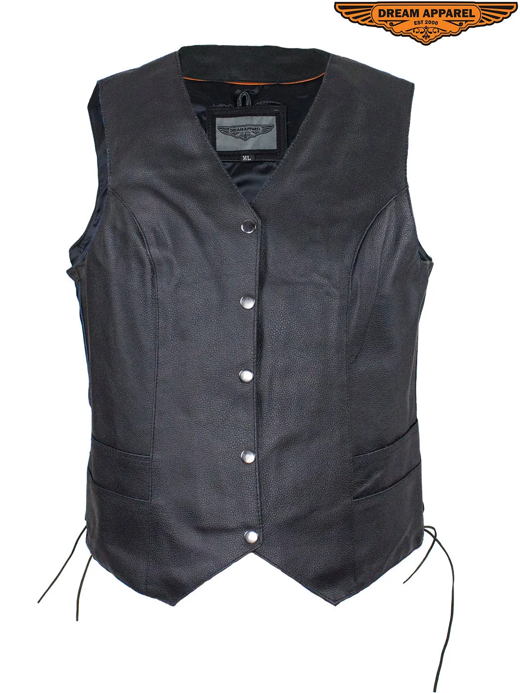 Women’s Black Concealed Gun Pocket Vest with Side Laces