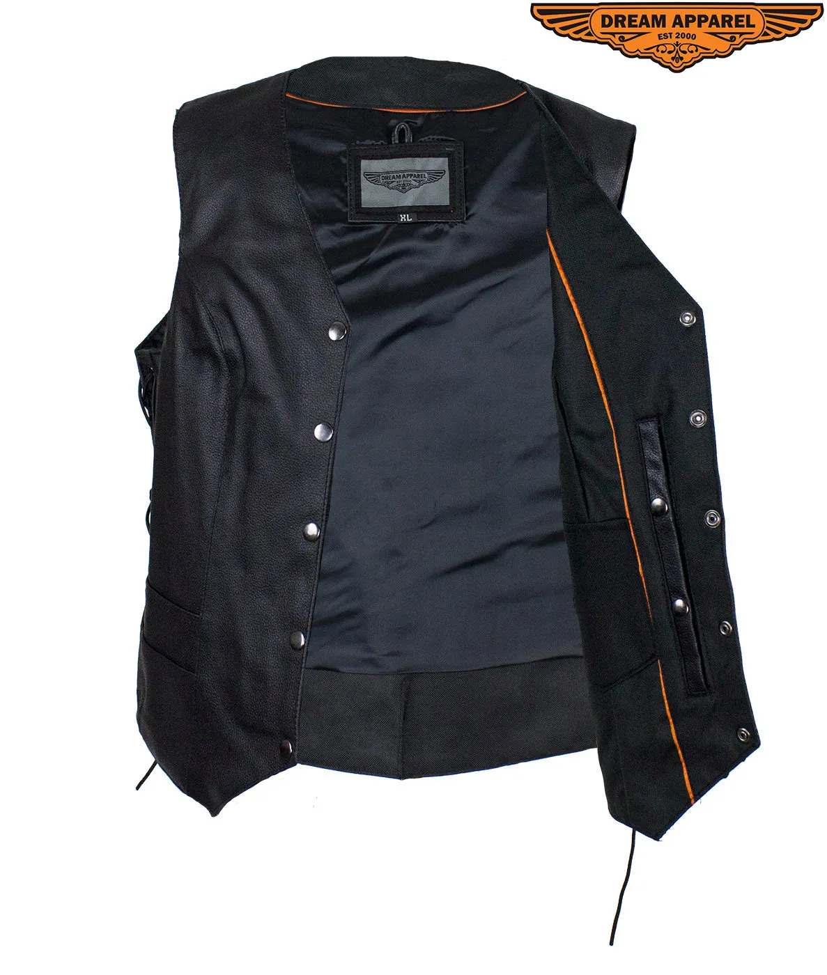 Women’s Black Concealed Gun Pocket Vest with Side Laces