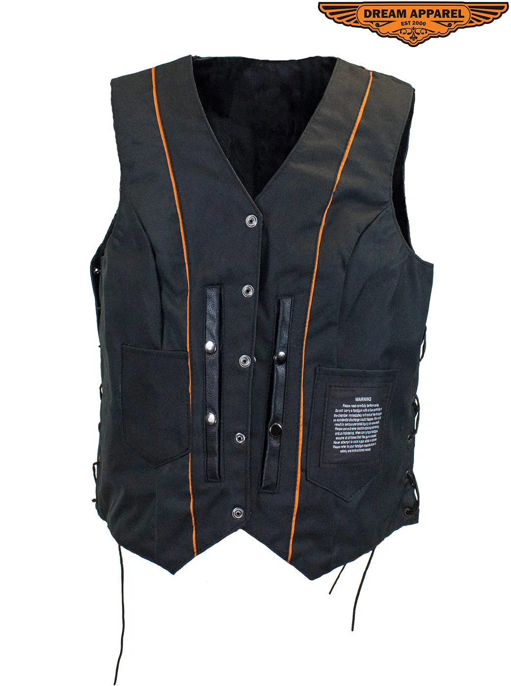 Women’s Black Concealed Gun Pocket Vest with Side Laces