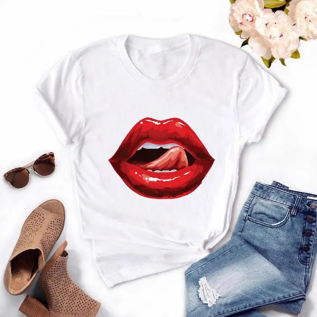 Women's Casual Lip T-Shirt