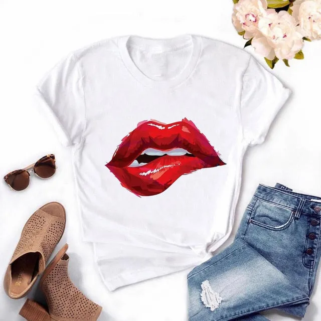 Women's Casual Lip T-Shirt