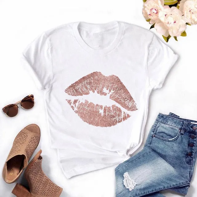 Women's Casual Lip T-Shirt