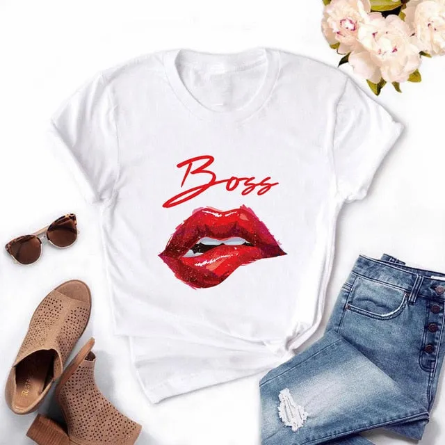 Women's Casual Lip T-Shirt