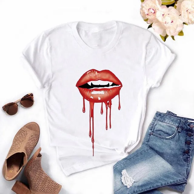 Women's Casual Lip T-Shirt