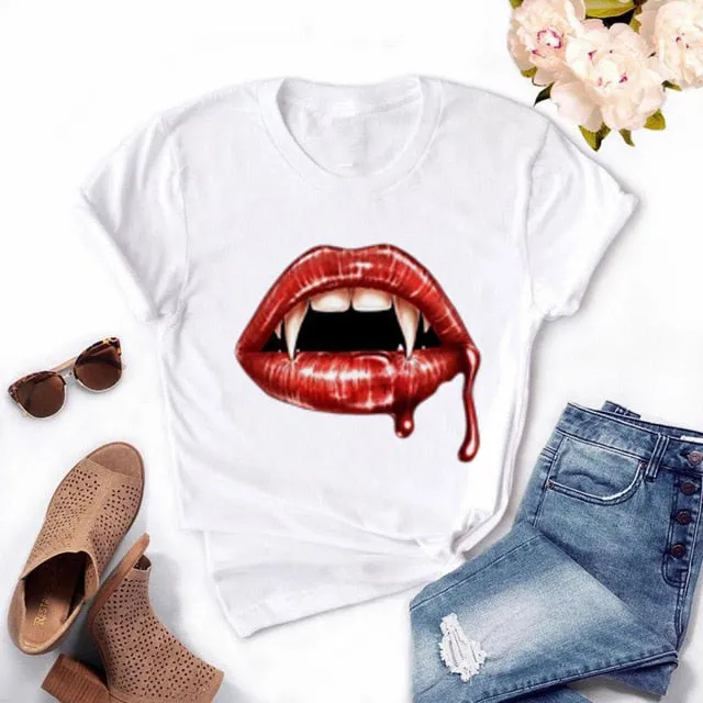 Women's Casual Lip T-Shirt