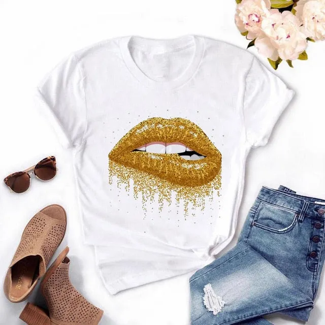 Women's Casual Lip T-Shirt