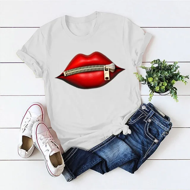 Women's Casual Lip T-Shirt
