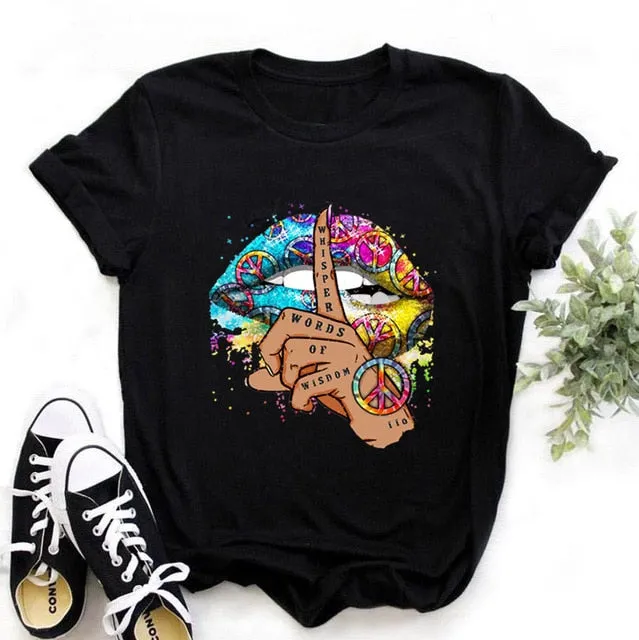 Women's Casual Lip T-Shirt