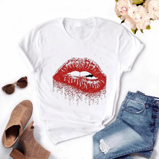 Women's Casual Lip T-Shirt
