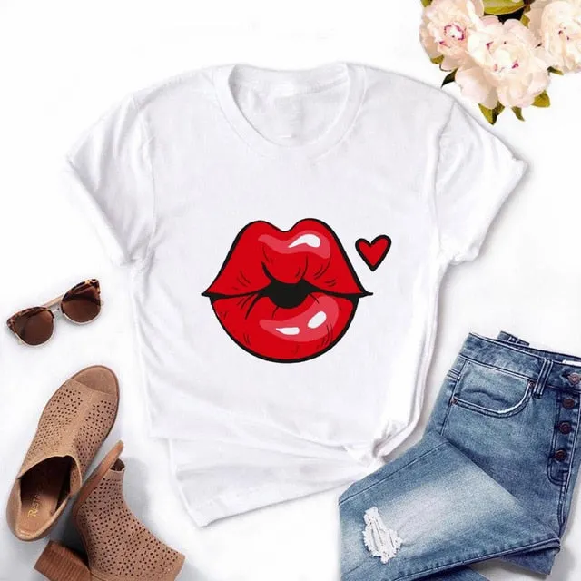 Women's Casual Lip T-Shirt