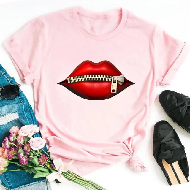 Women's Casual Lip T-Shirt