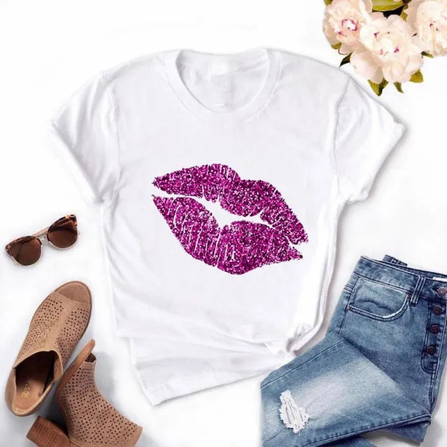 Women's Casual Lip T-Shirt