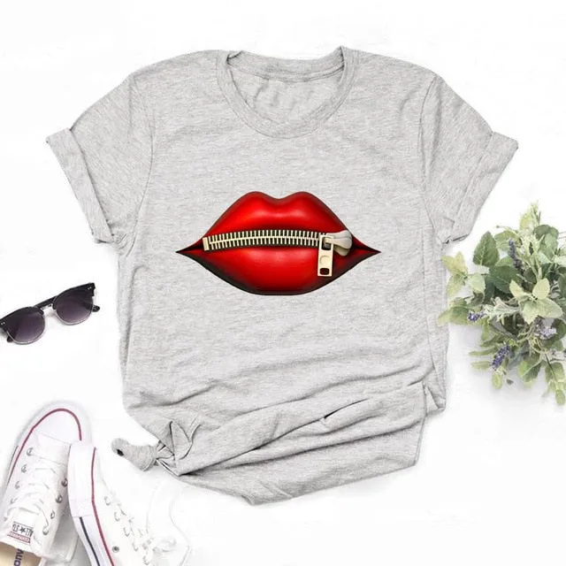 Women's Casual Lip T-Shirt