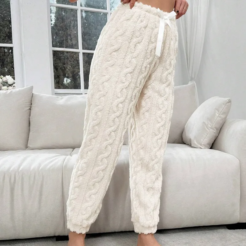 Women's Drawstring Flannelette Long Lounge Pants