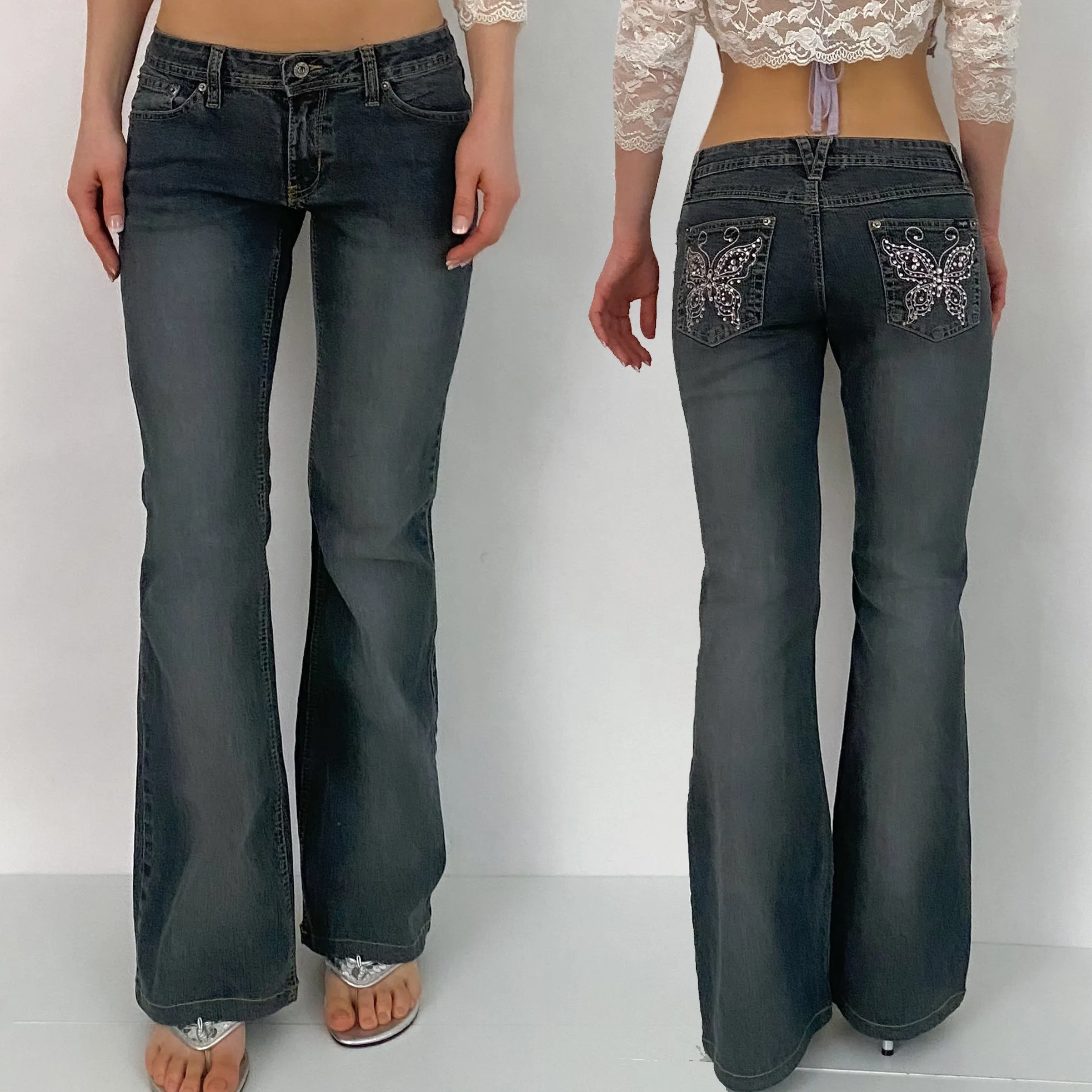 Y2K Butterfly Jeans - Small