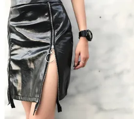 Zipped Side Slit Skirt