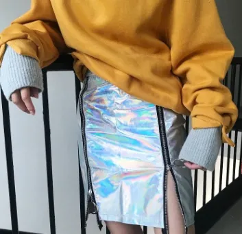 Zipped Side Slit Skirt